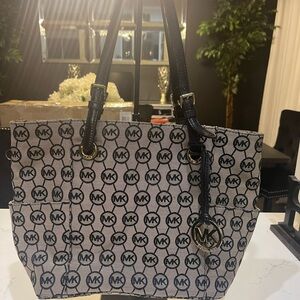 Michael Kors Black and Cream Logo Tote